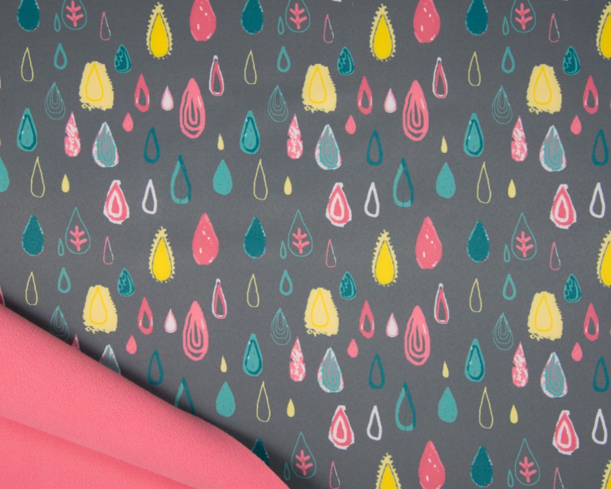 Softshell stoff Bedruckt – Raindrops Grau
