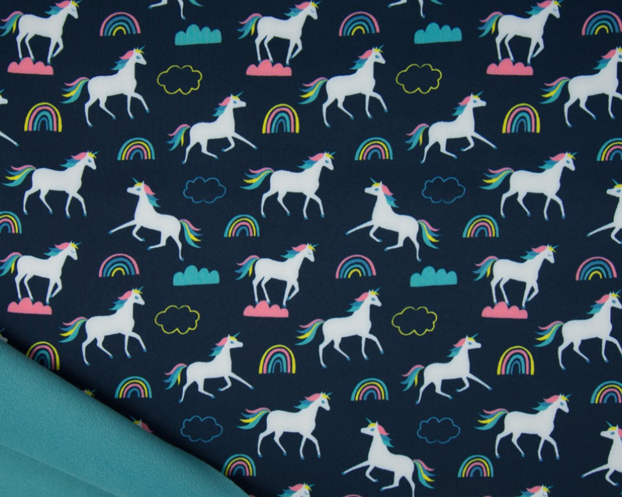 speel piano PapoeaNieuwGuinea Mm Softshell stof Bedrukt - Unicorns Navy - Topstoffen