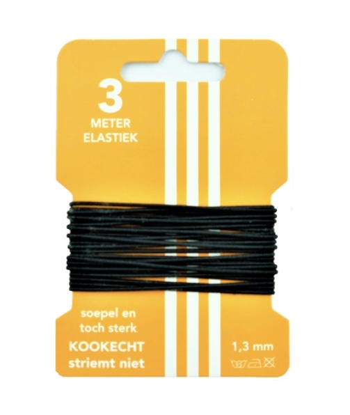 5 m Hut  elastisch schwarz  3 mm
