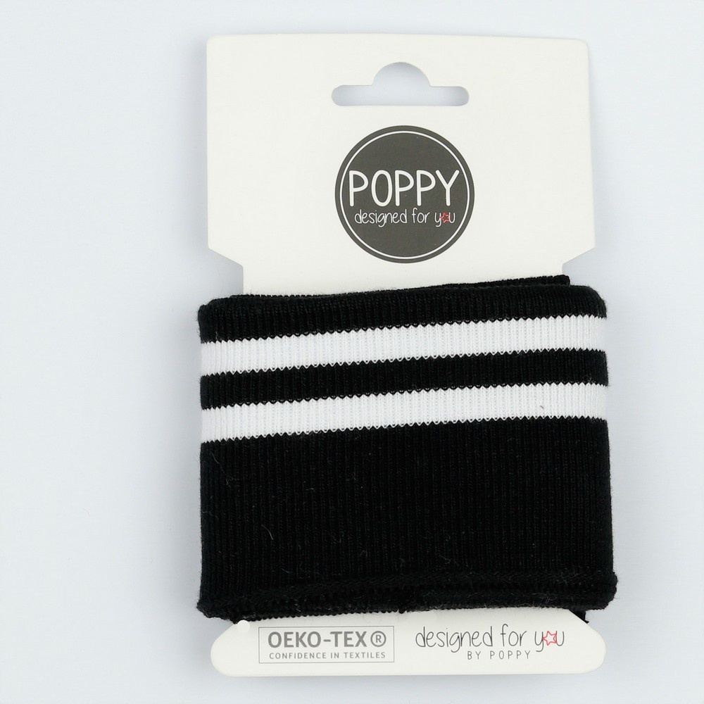 Poppy boordstof Cuff  – Zwart strepen