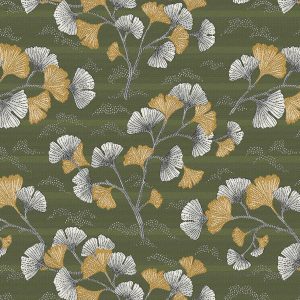 Jacquard stof ginkgo khaki